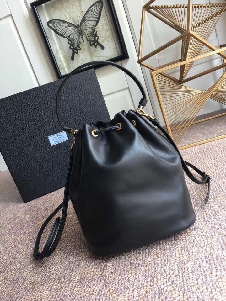 Prada Bucket Bag In Black Calfskin