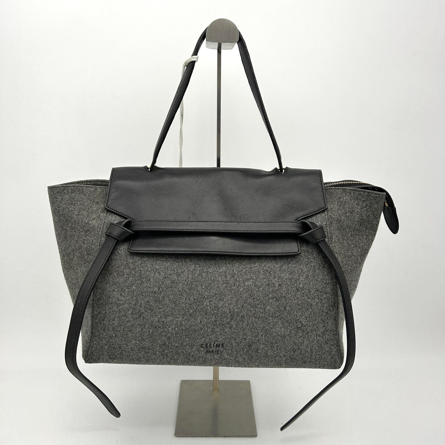 Luxury CELINE Felt Calfskin Small Belt Bag Grey Black LA17371
