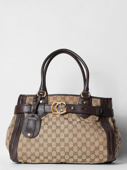 Gucci Lou Monogram Leather Canvas Tote