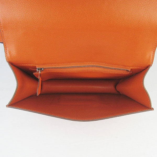 Luxury Hermes Constance Cowskin Leather Bag orange silver