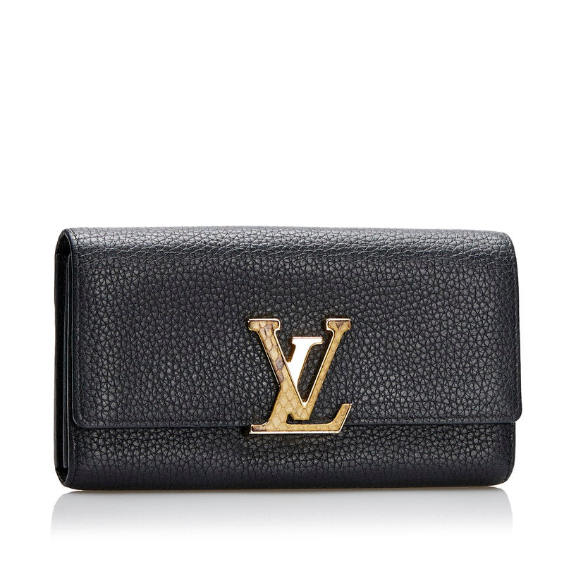 Louis vuitton N90129 Long Wallet Leather/Pison Noir Black