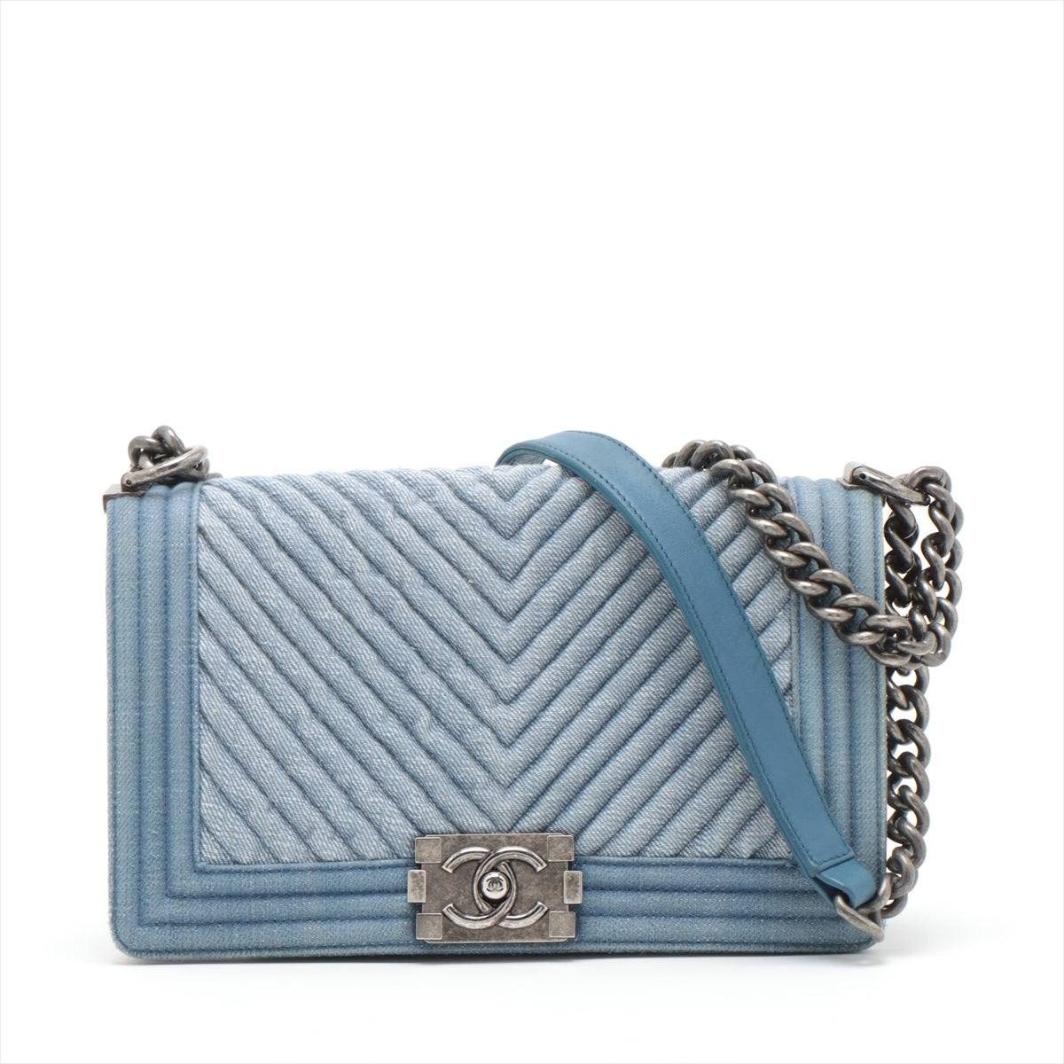 Chanel Blue Denim Chain Shoulder Bag