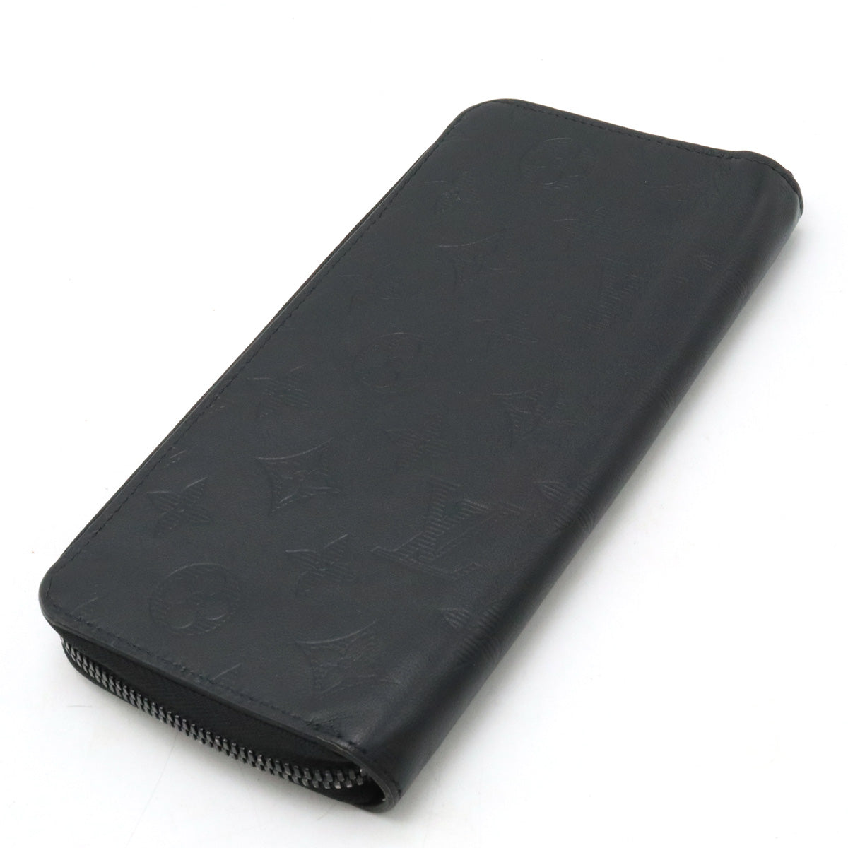 Louis Vuitton Monogram Shadow Zippie Wallet Vertical Round Long Wallet Leather Black M62902