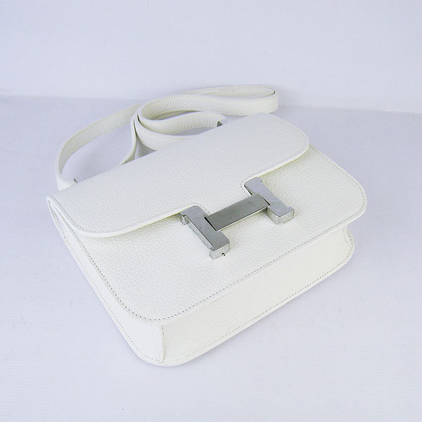 Luxury Hermes Constance Cowskin Leather Bag beige silver