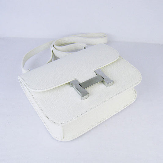 Luxury Hermes Constance Cowskin Leather Bag beige silver