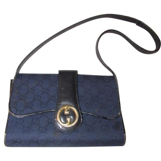 Gucci Envelope Leather Canvas Shoulder Bag