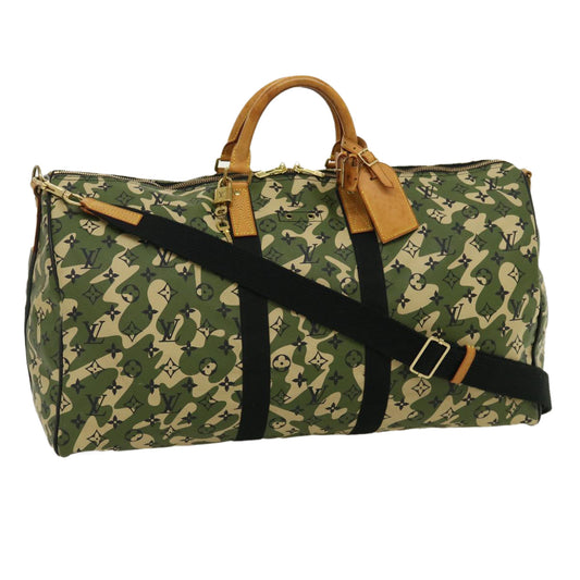 Louis Vuitton Green Canvas Keepall Bandouliere 55 travel bag