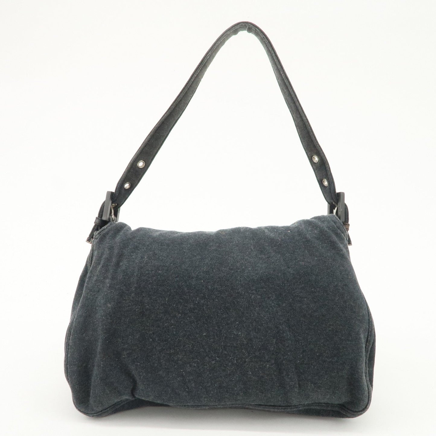 FENDI Mamma Baguette Zucca Cotton Shoulder Bag Gray 26325