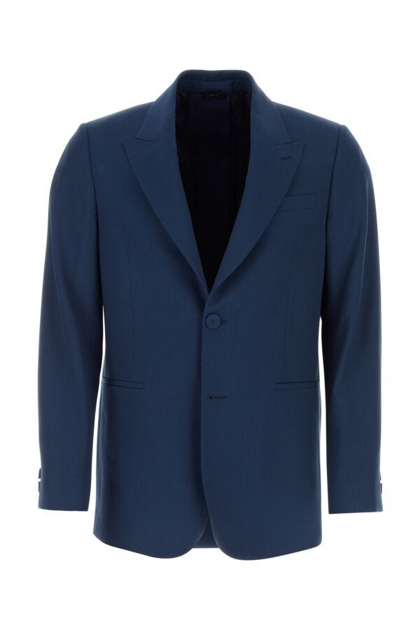 Fendi Man Blue Wool Blend Blazer