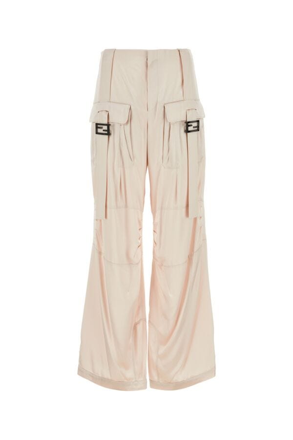 Fendi Woman Light Pink Satin Cargo Pant