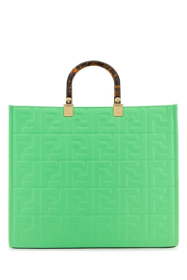 Fendi Woman Green Leather Medium Sunshine Shopping Bag