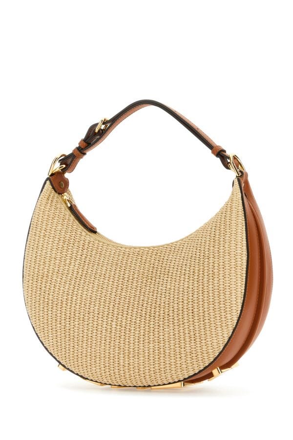 Fendi Woman Straw Small Fendigraphy Handbag