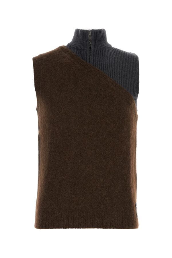 Fendi Man Two-Tone Stretch Wool Blend Vest