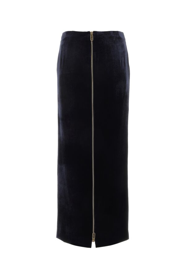 Fendi Woman Dark Blue Velvet Skirt