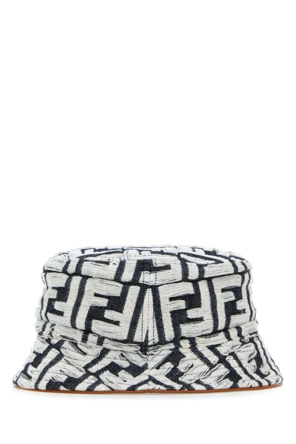Fendi Man Embroidered Denim Bucket Hat