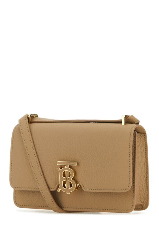 Burberry Woman Beige Leather Mini Tb Crossbody Bag