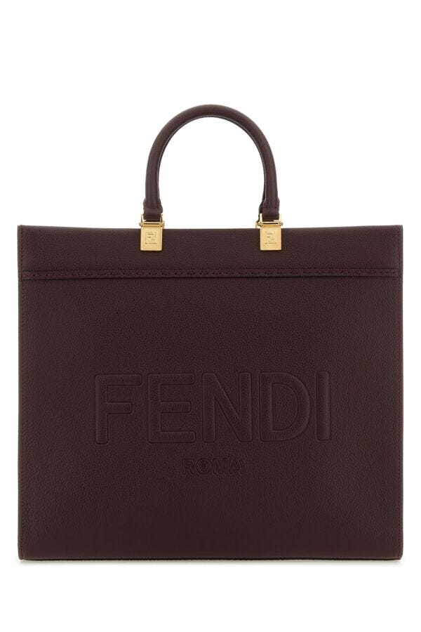 Fendi Woman Grape Leather Medium Sunshine Shopping Bag