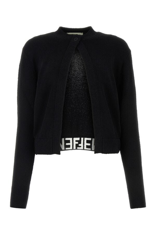 Fendi Woman Black Viscose Blend Cardigan