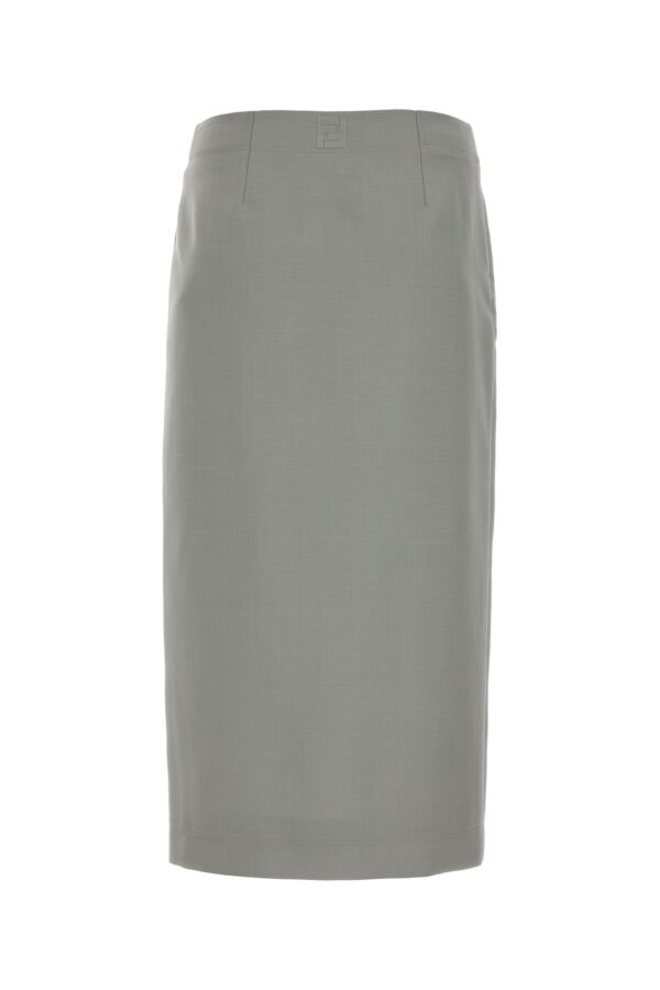 Fendi Woman Light Grey Mohair Blend Skirt
