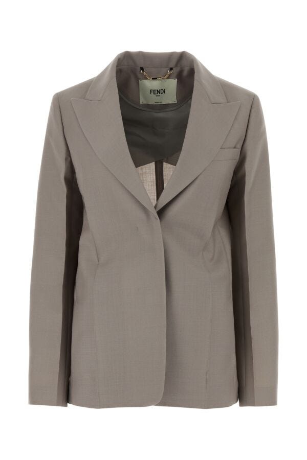 Fendi Woman Dove Grey Mohair Blend Blazer