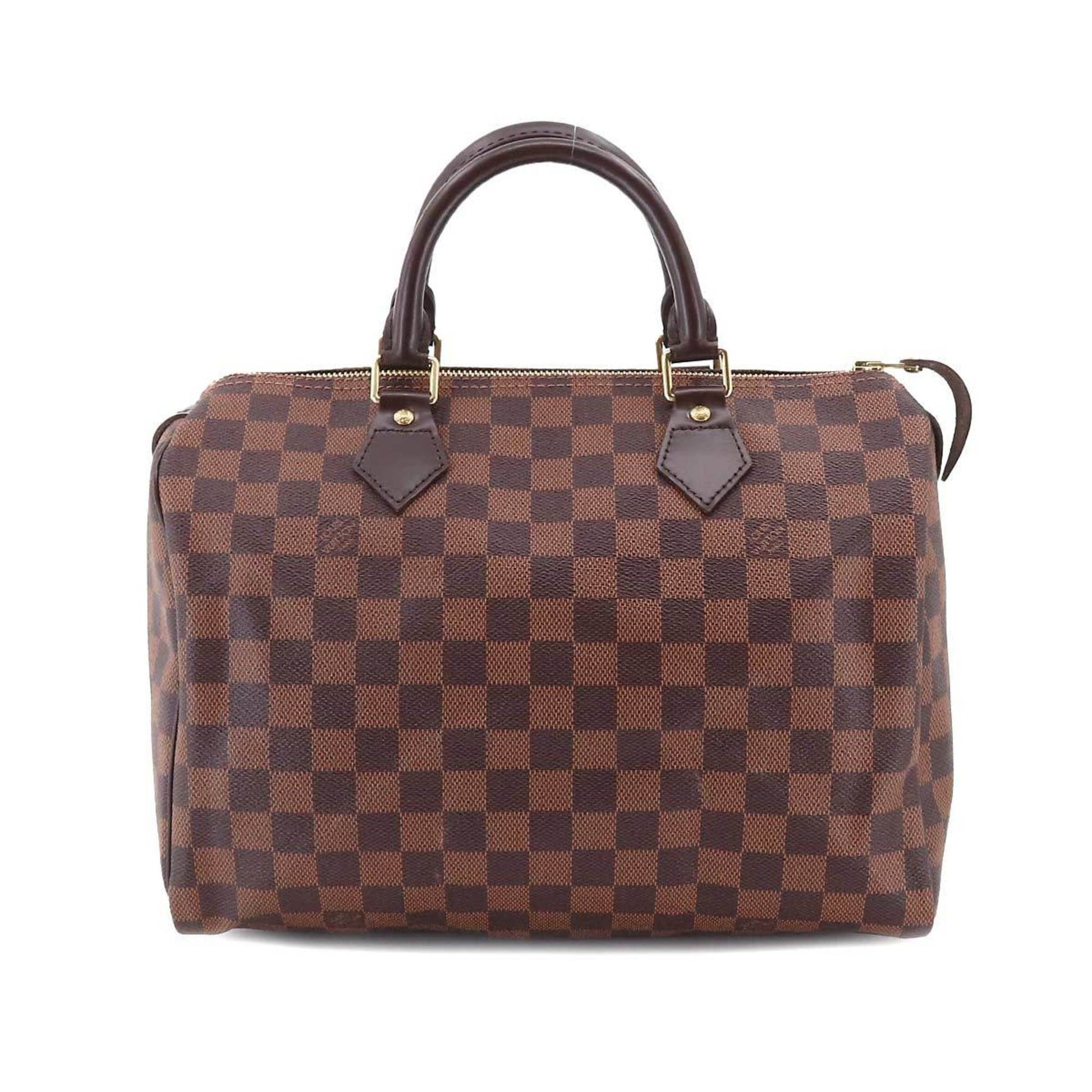 LOUIS VUITTON Damier Hand Bag Ebene Brown Gold Hardware