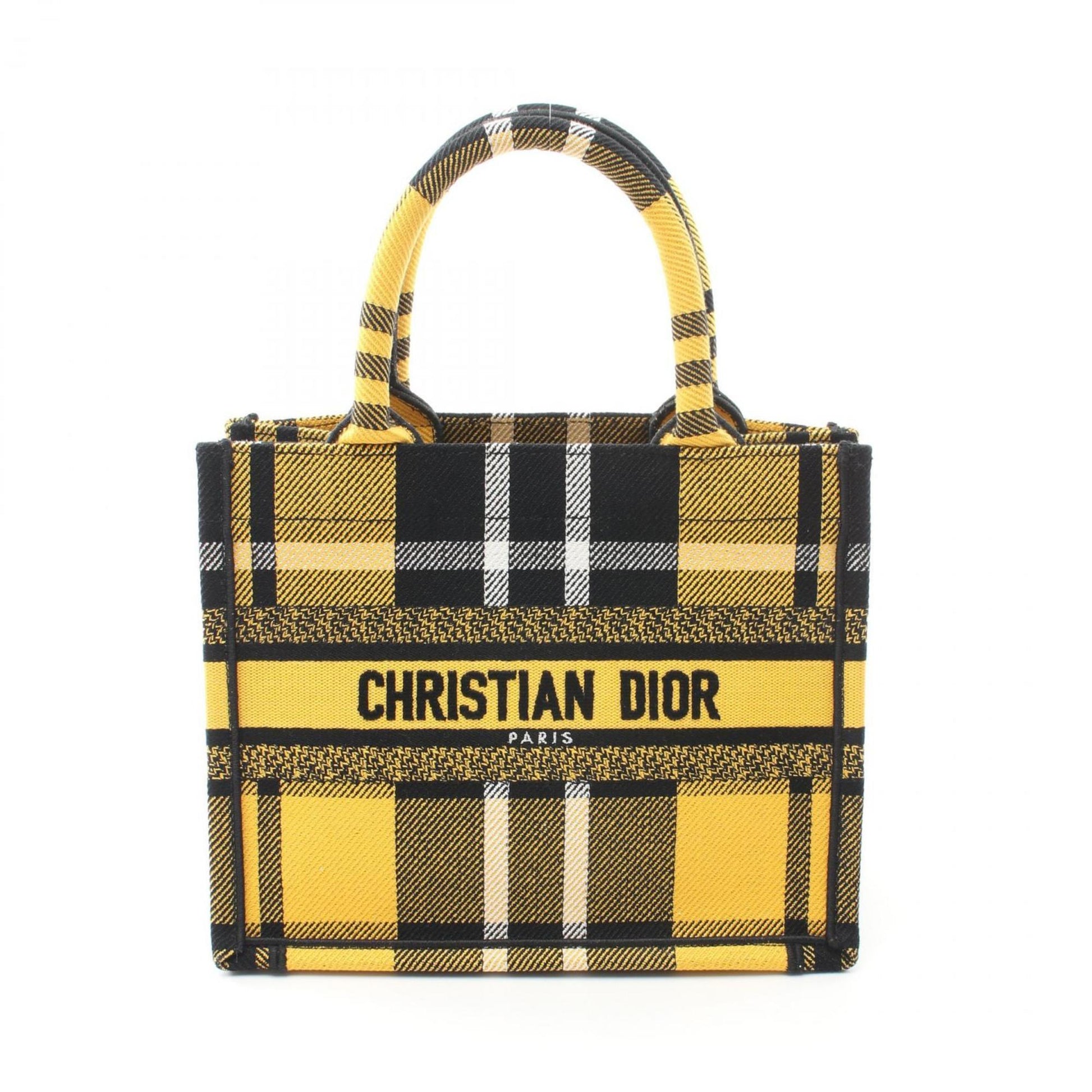 Christian Dior Black White Yellow Canvas Tote Bag  