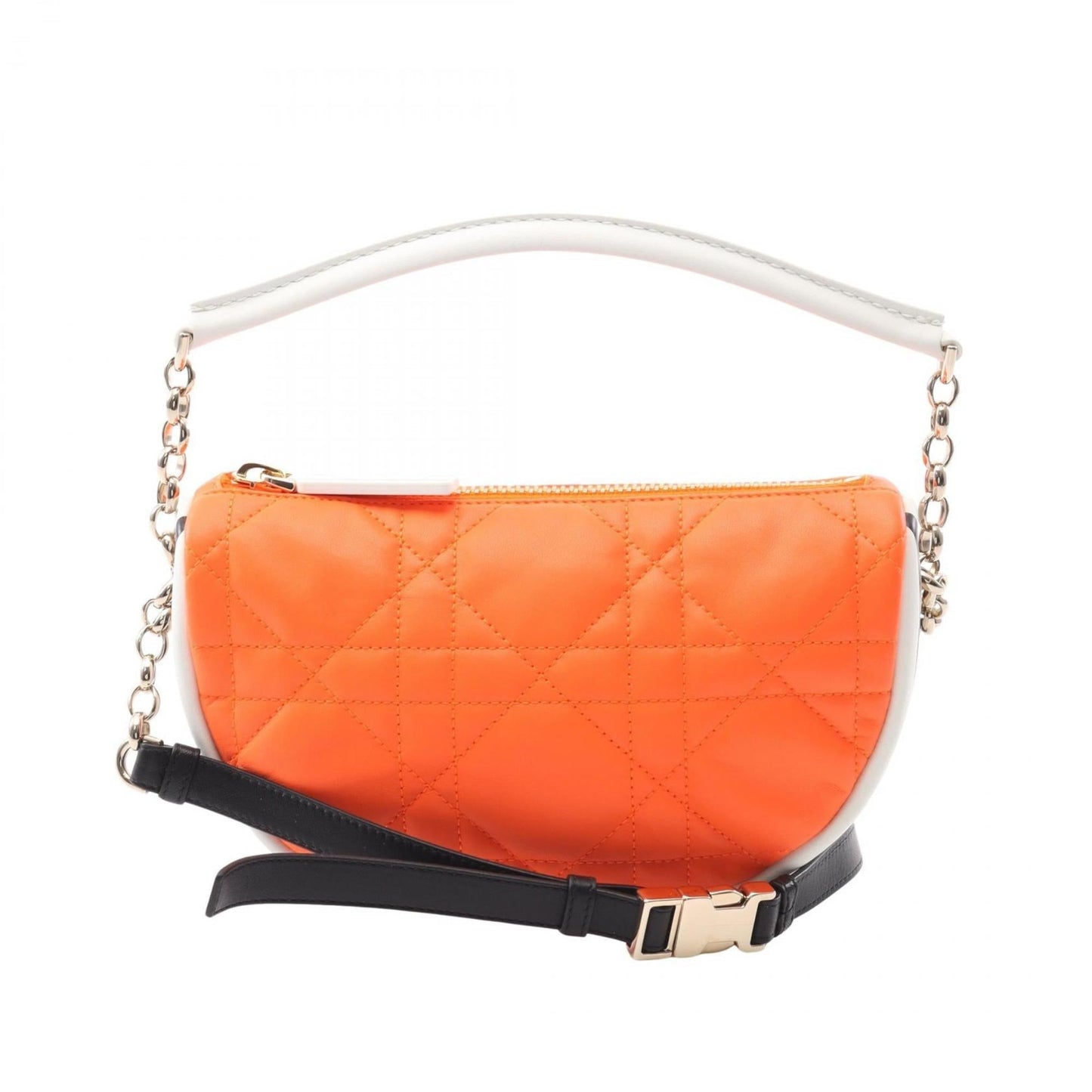 Christian Dior Orange White Leather Shoulder Bag  
