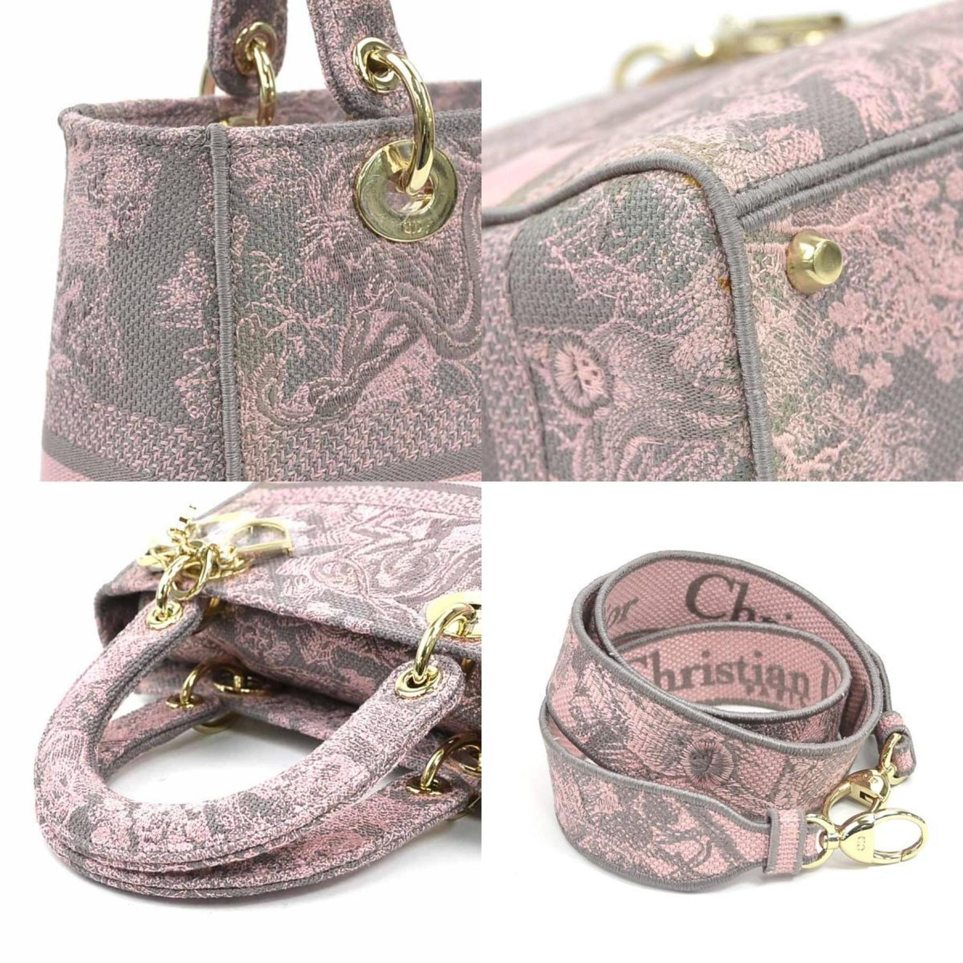 Christian Dior Gray Pink Canvas Handbag Shoulder Bag  