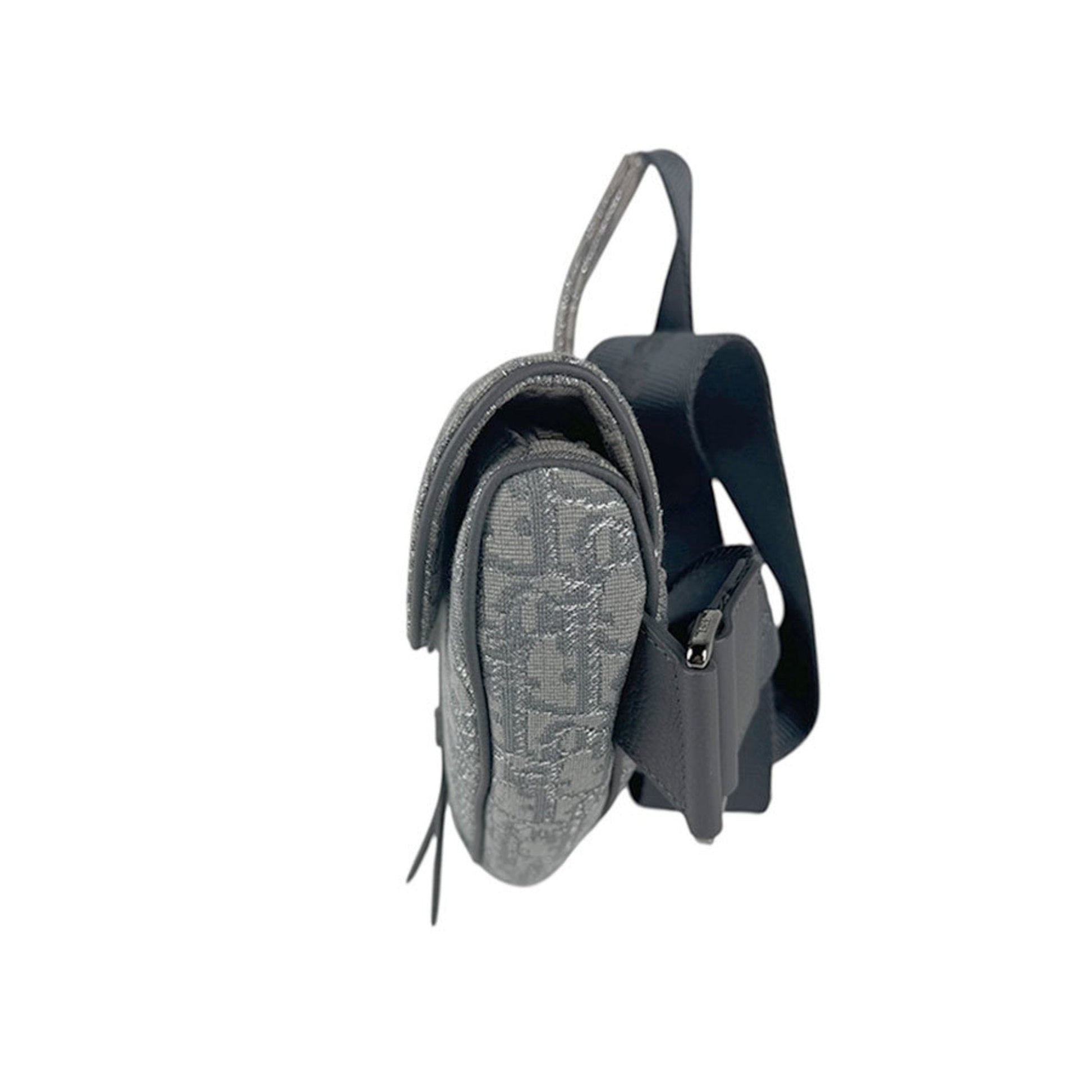 Christian Dior Gray Canvas Saddle Bag Shoulder Bag  