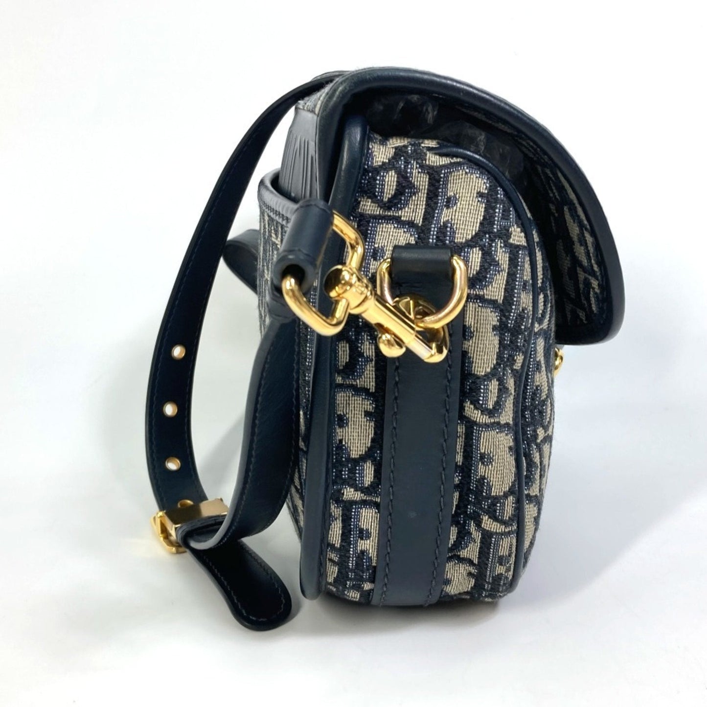 Christian Dior Navy Canvas Leather Pochette Shoulder Bag  