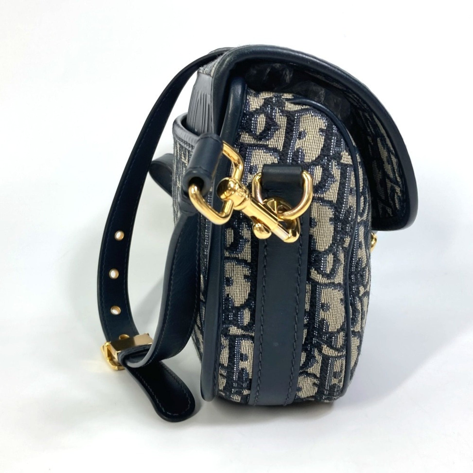 Christian Dior Navy Canvas Leather Pochette Shoulder Bag  