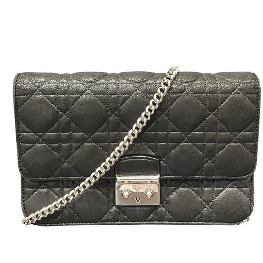 Christian Dior Black Leather Shoulder Bag  