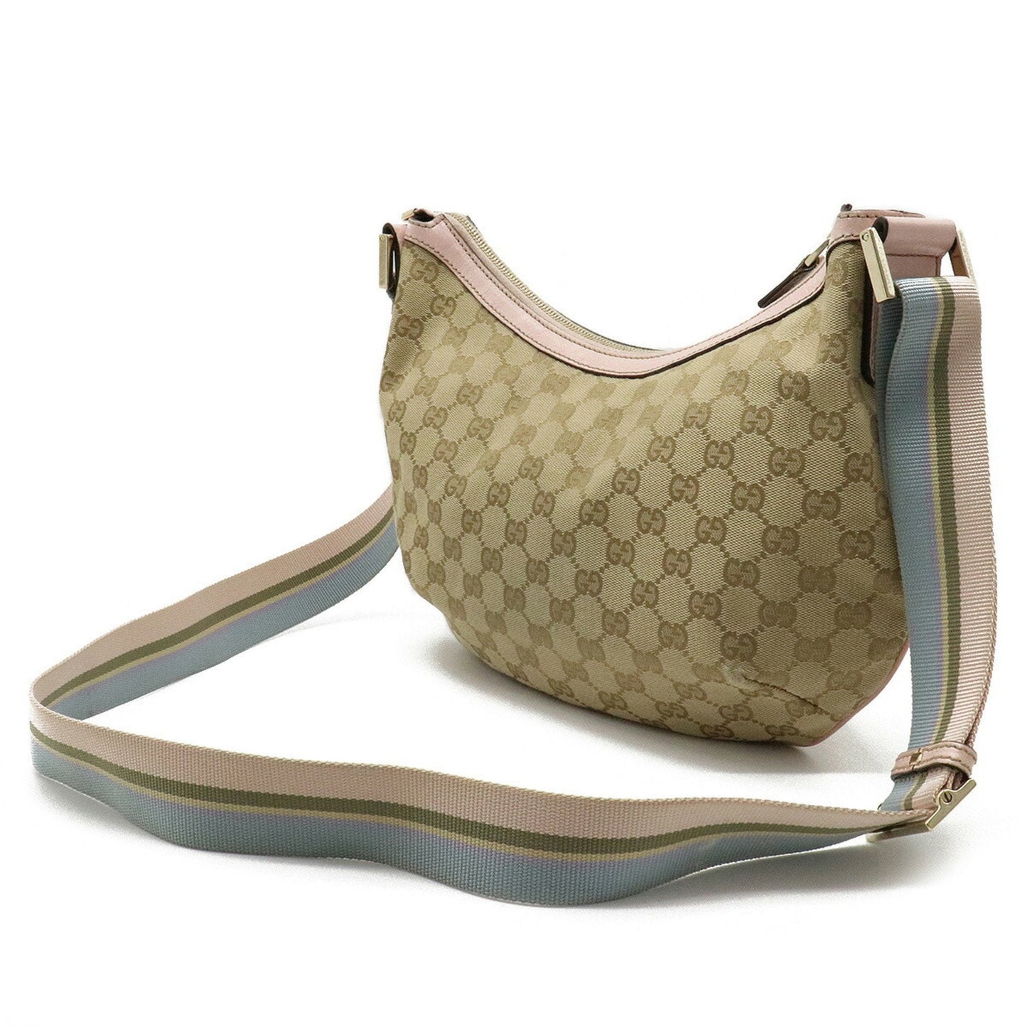 Gucci Beige Leather Canvas Shoulder Bag Style 1