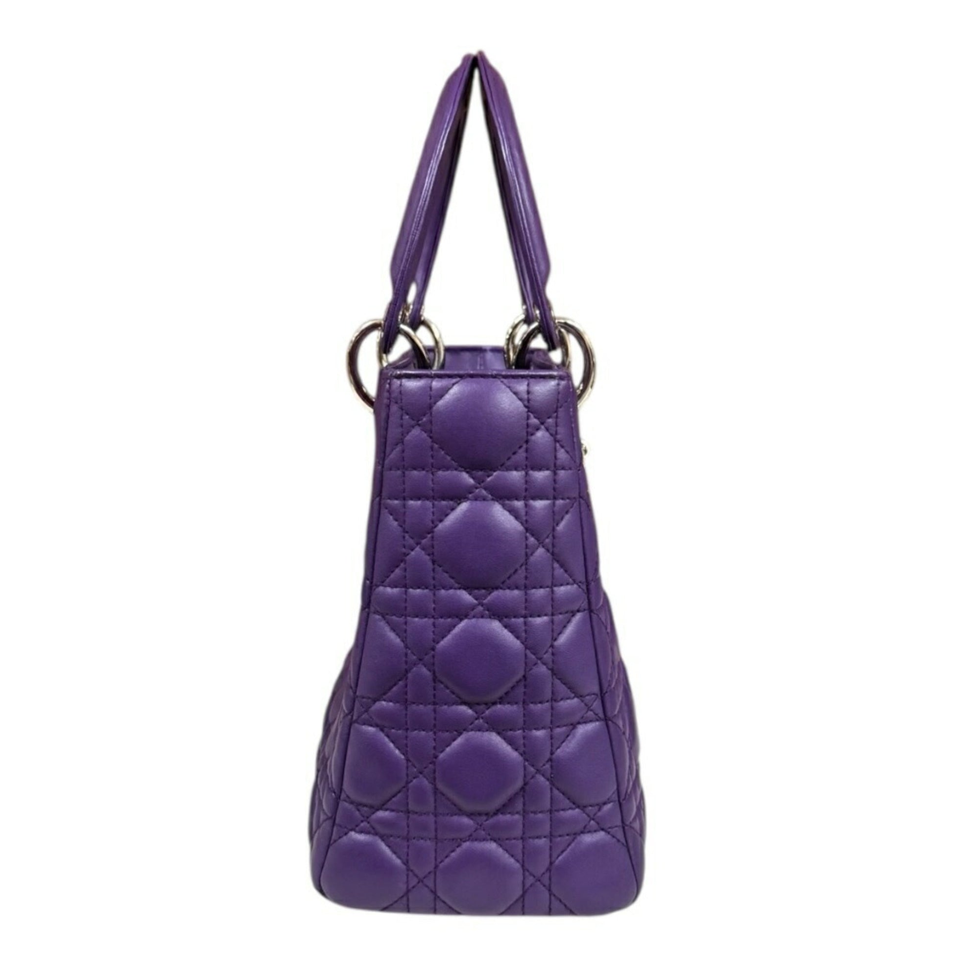 Christian Dior Lady Dior Purple Leather Shoulder Bag  