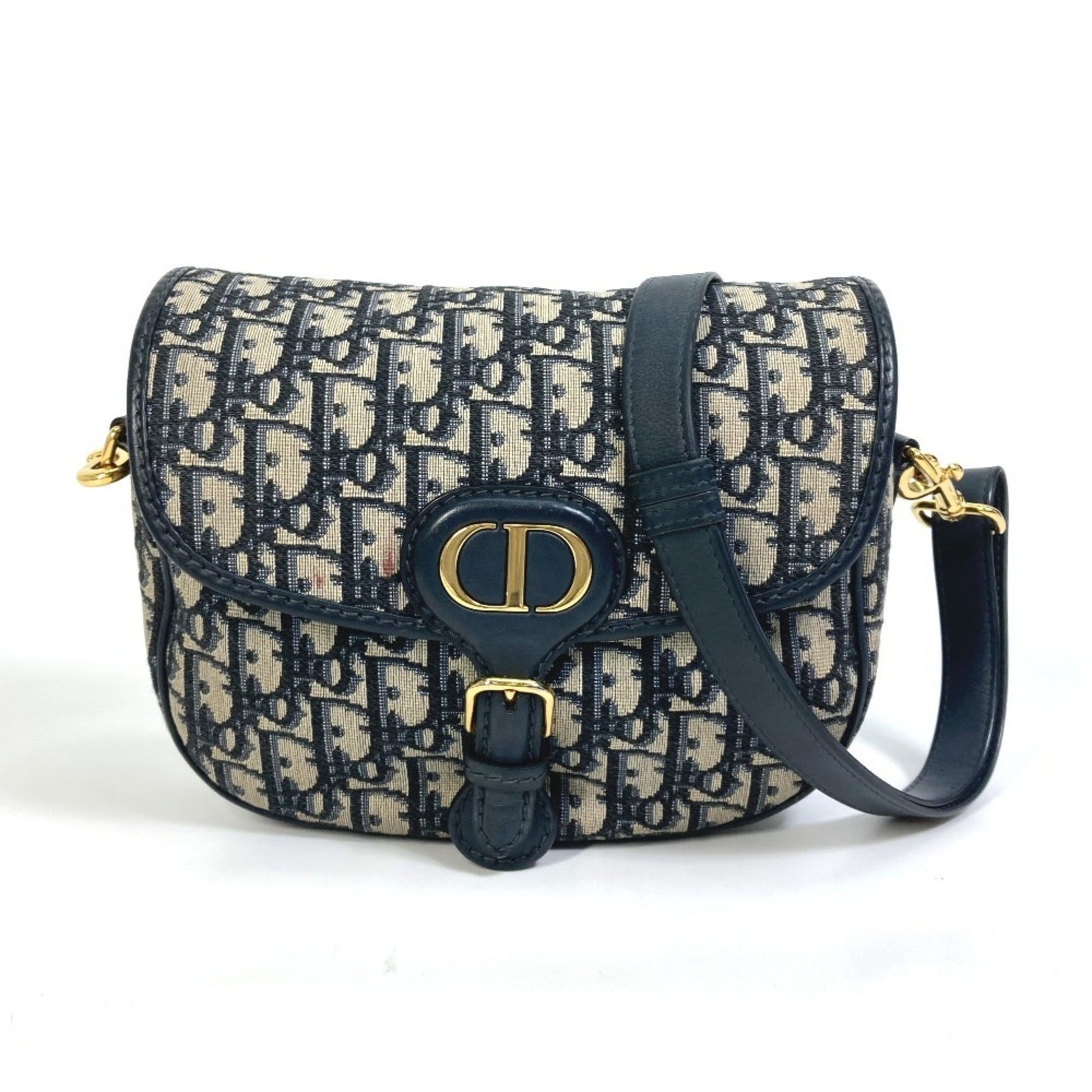 Christian Dior Navy Canvas Leather Pochette Shoulder Bag  