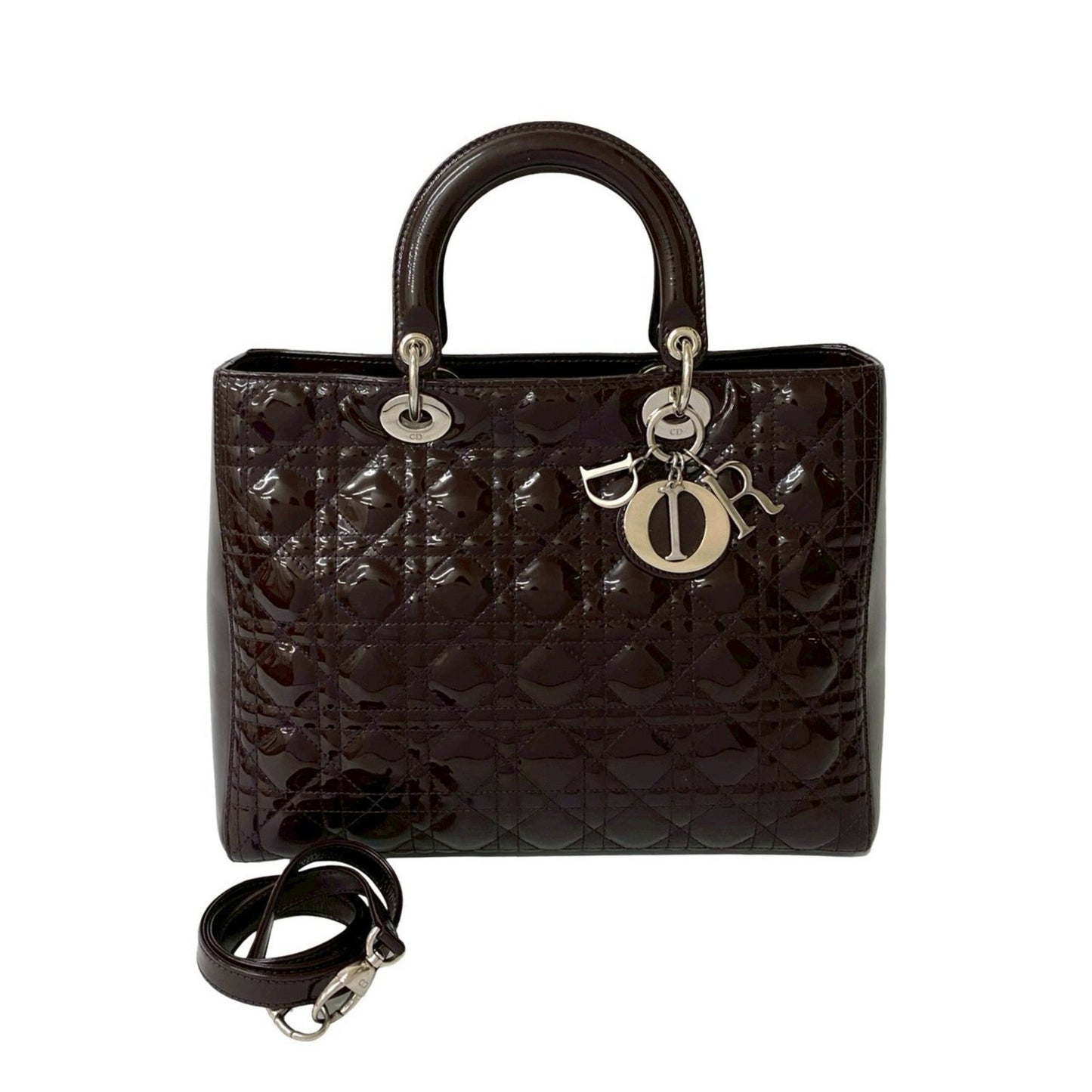 Christian Dior Brown Patent Leather Handbag Shoulder Bag  