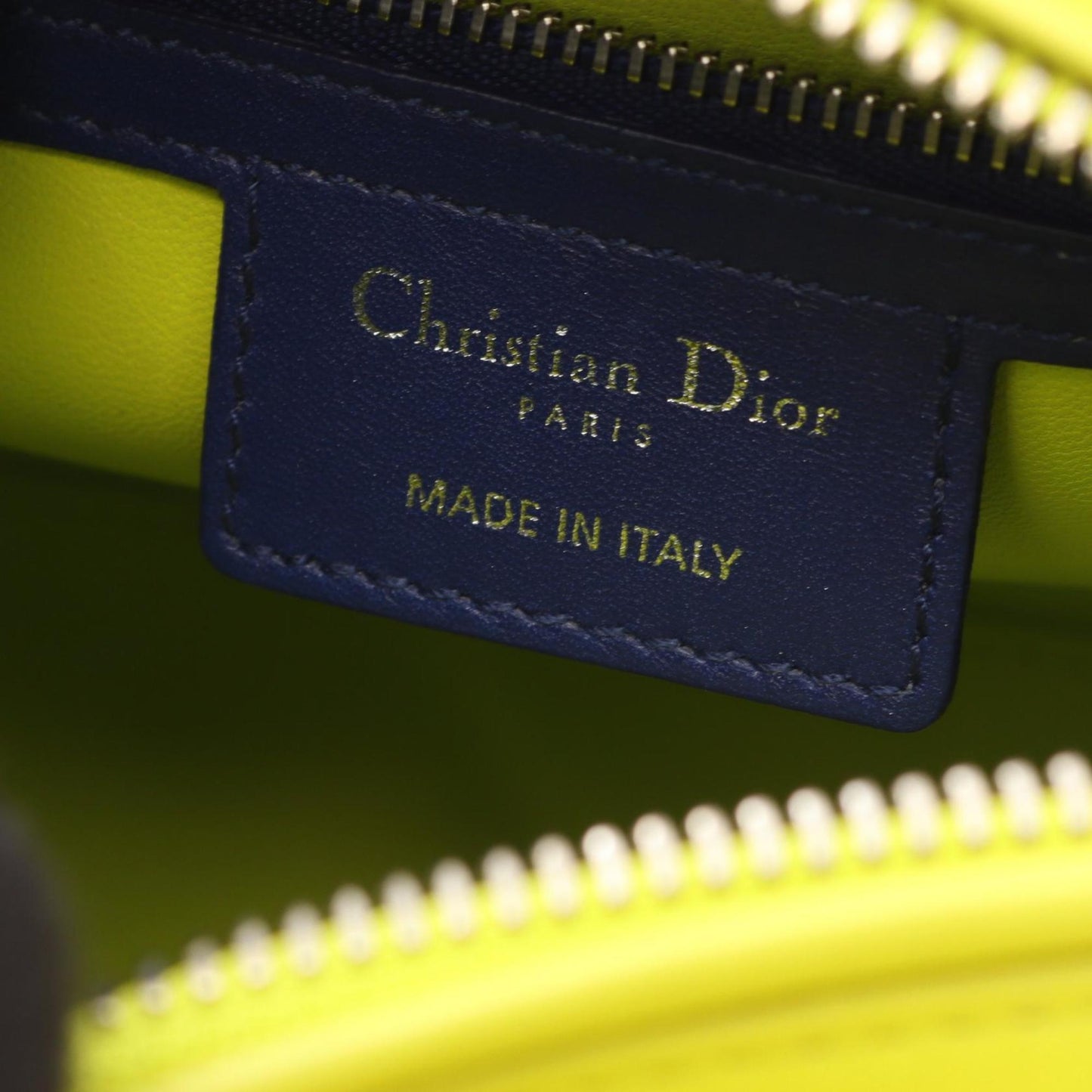 Christian Dior Blue Pink Yellow Leather Handbag  