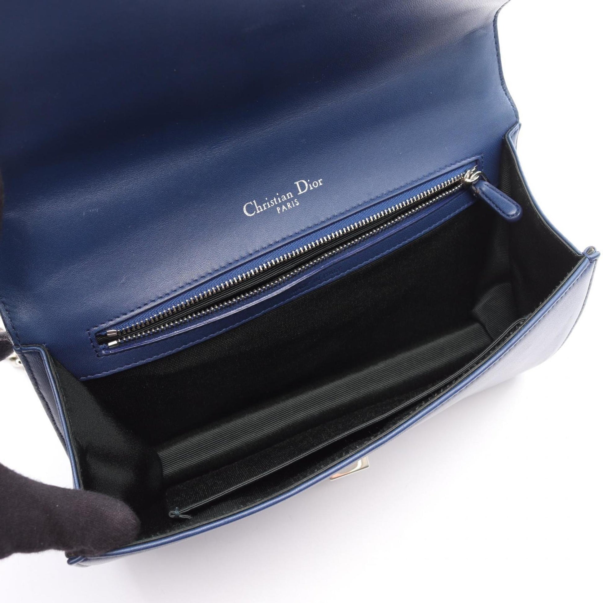 Christian Dior Blue Leather Shoulder Bag  