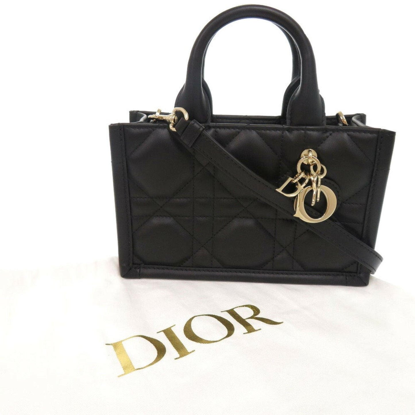 Christian Dior Black Leather Handbag Shoulder Bag  