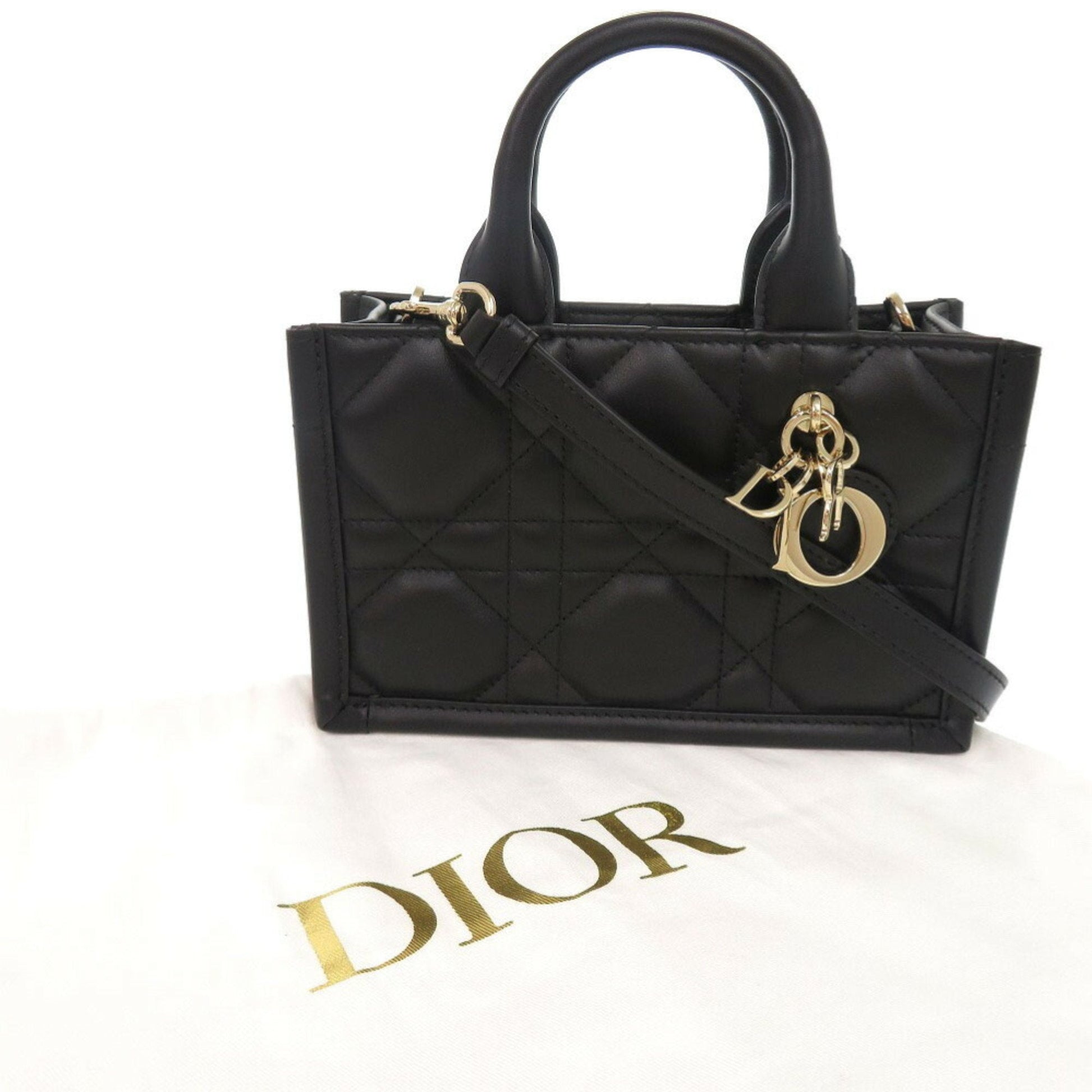 Christian Dior Black Leather Handbag Shoulder Bag  