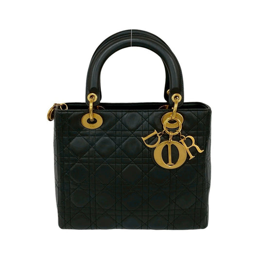 Christian Dior Black Leather Handbag Tote Bag  