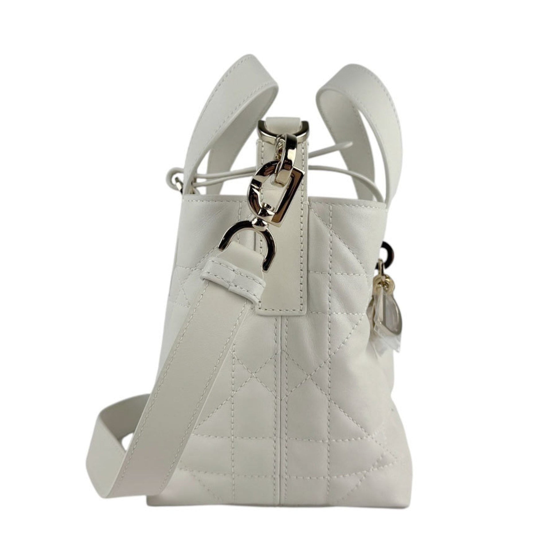 Christian Dior White Leather Handbag Shoulder Bag  