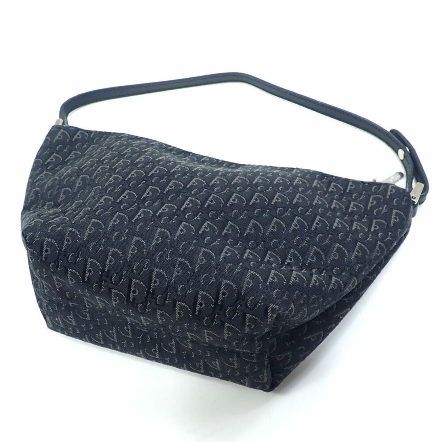 Christian Dior Black Canvas Leather Handbag Pouch  