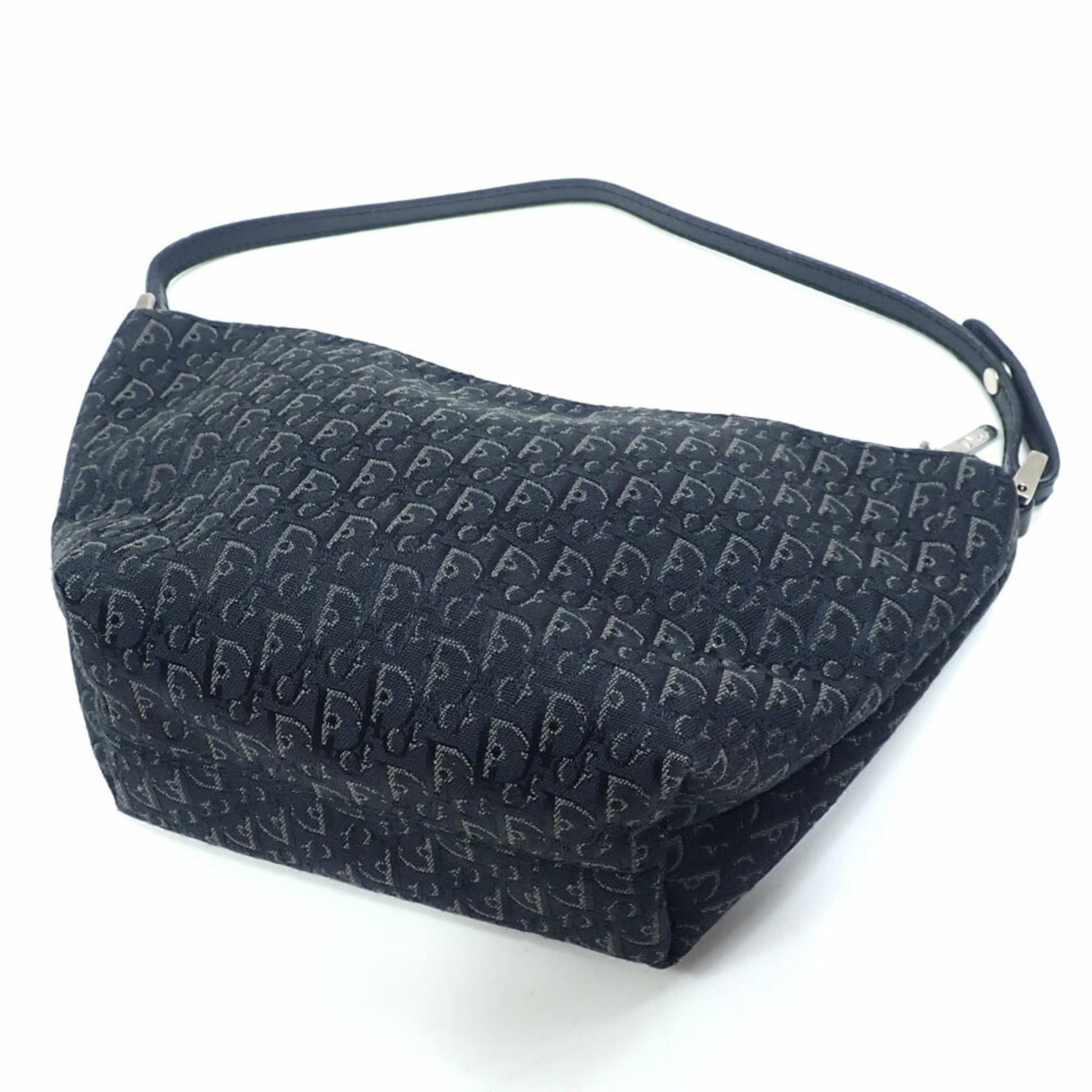Christian Dior Black Canvas Leather Handbag Pouch  