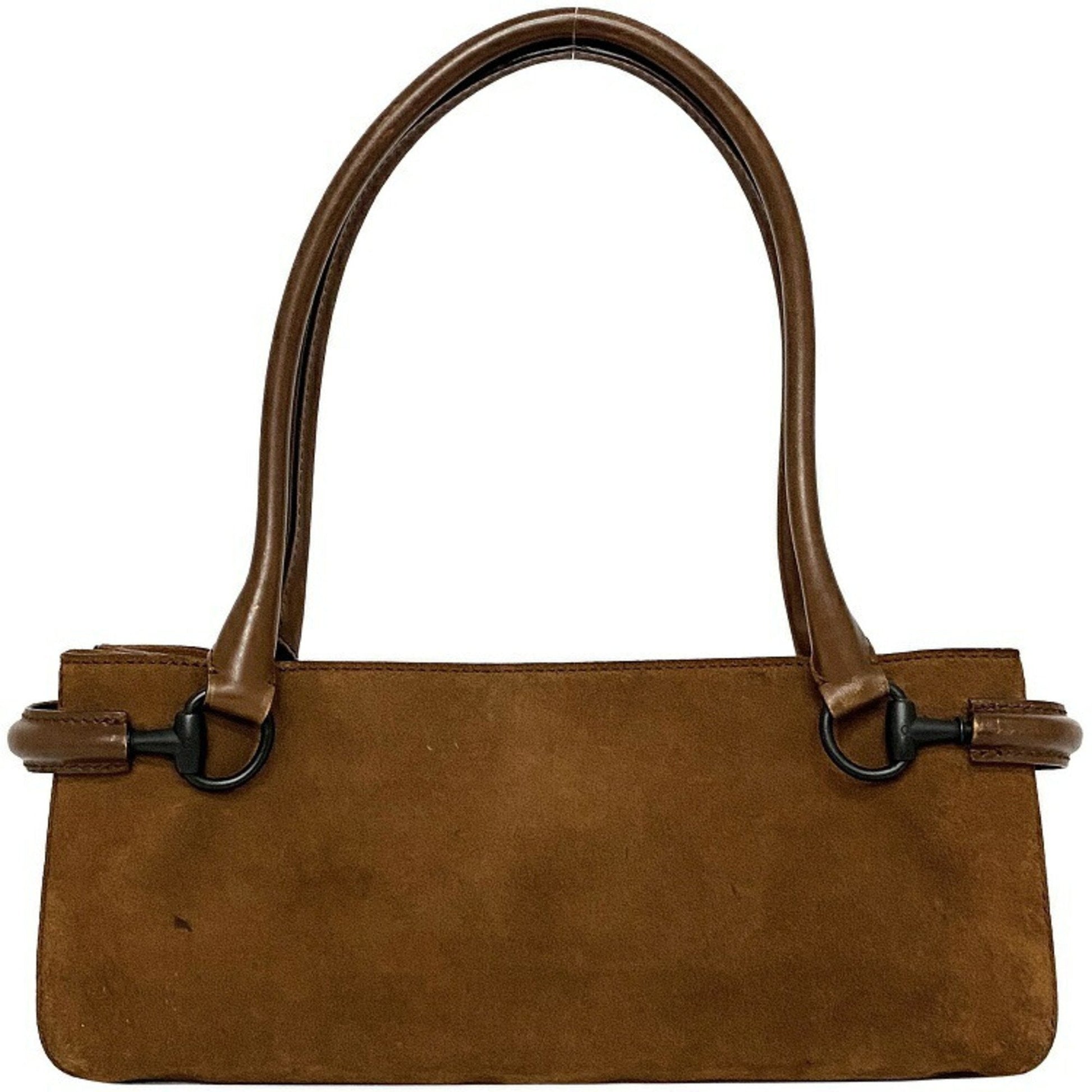 Gucci Horsebit Brown Leather Suede Handbag