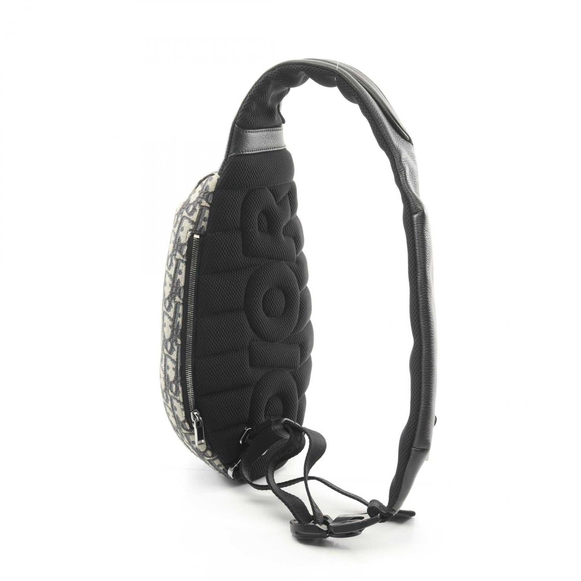 Christian Dior Beige Black Navy Canvas Leather Fanny Pack Sling Bag  