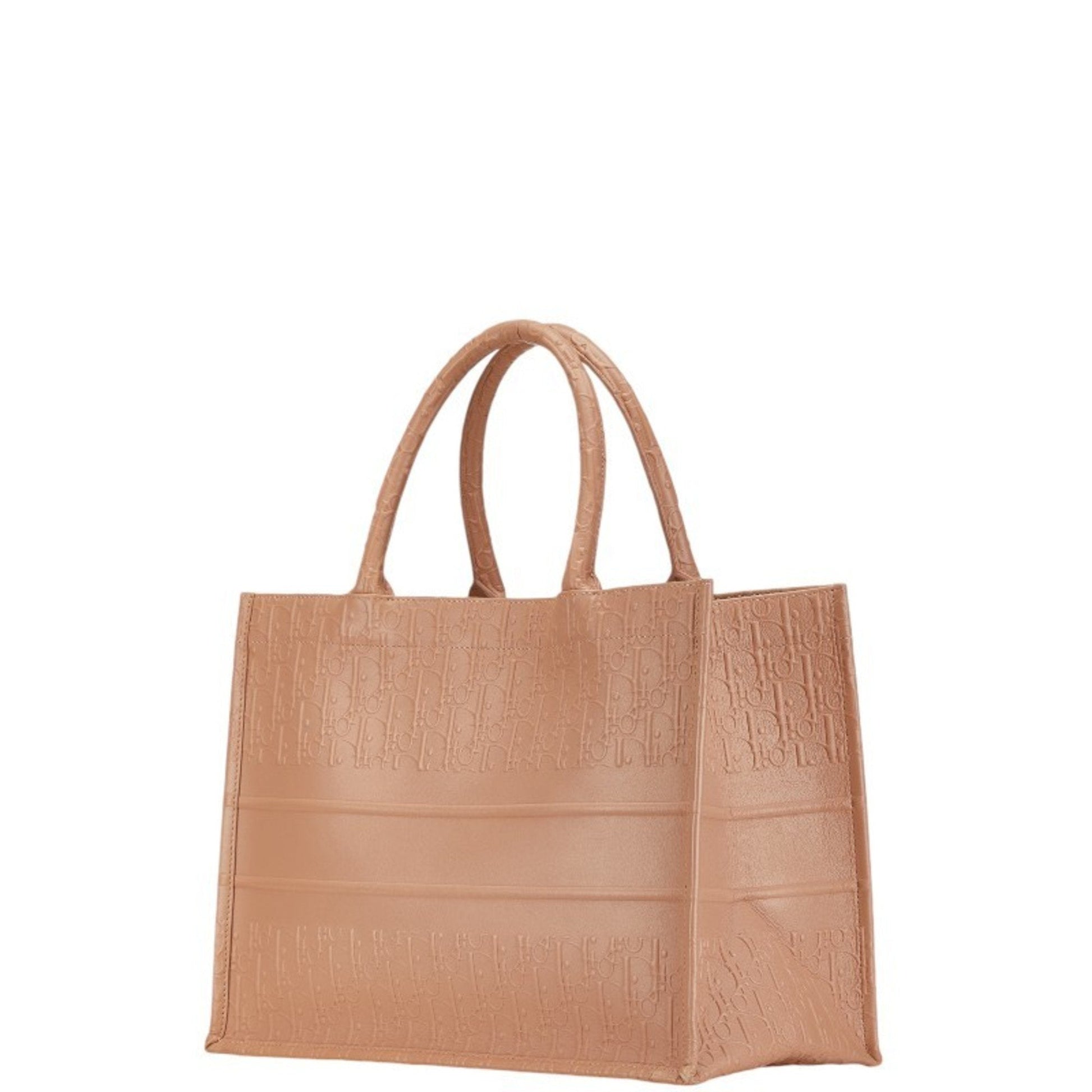 Christian Dior Pink Beige Leather Handbag Tote Bag  