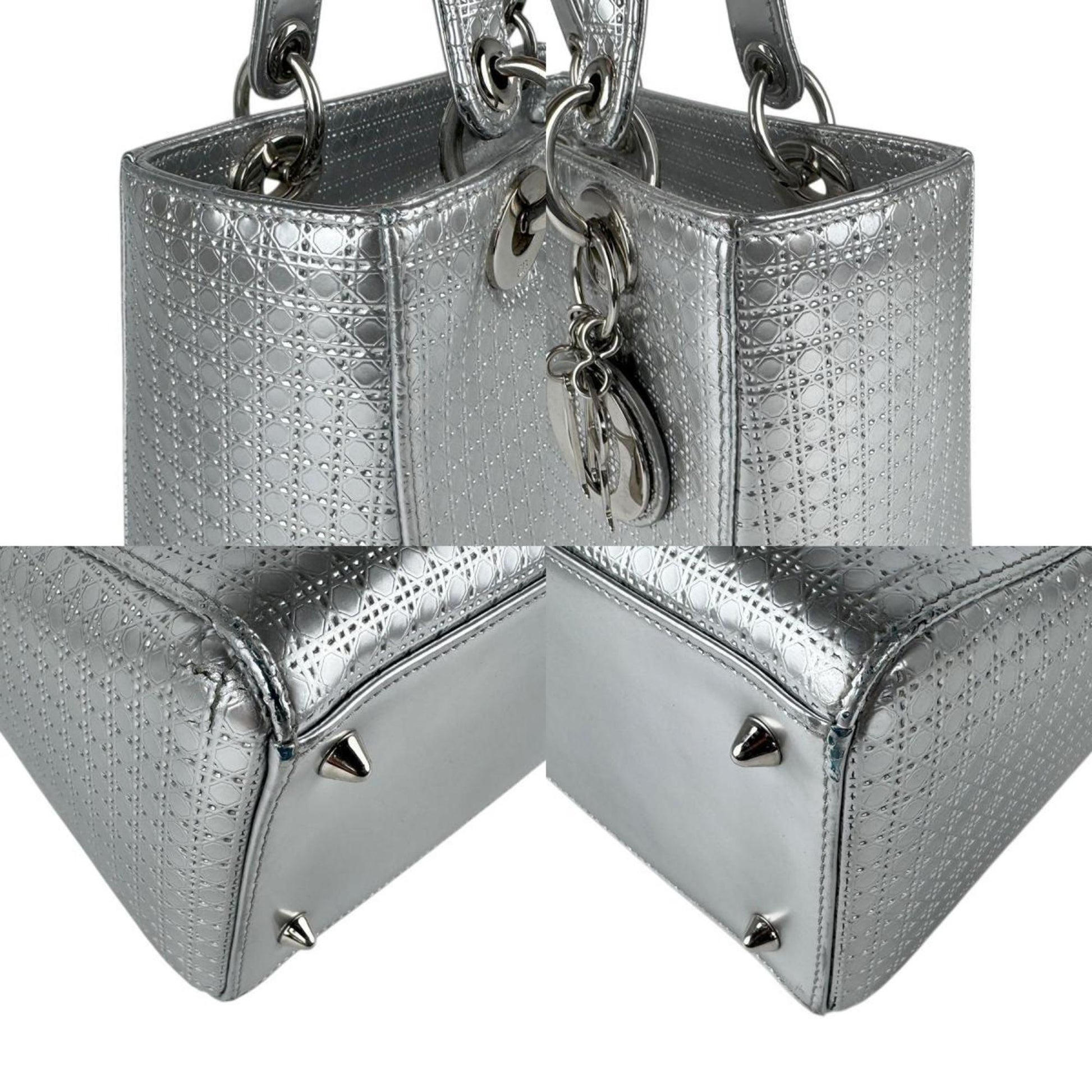 Christian Dior Silver Leather Handbag Shoulder Bag  