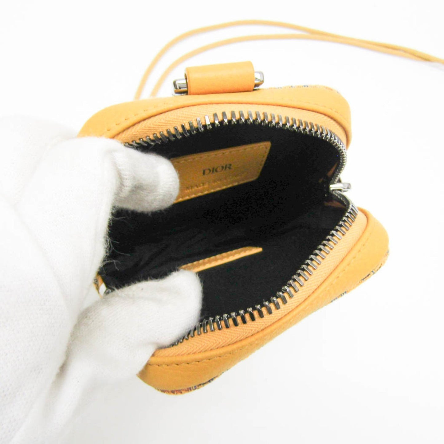 Christian Dior Yellow Leather Jacquard Pouch Shoulder Bag  