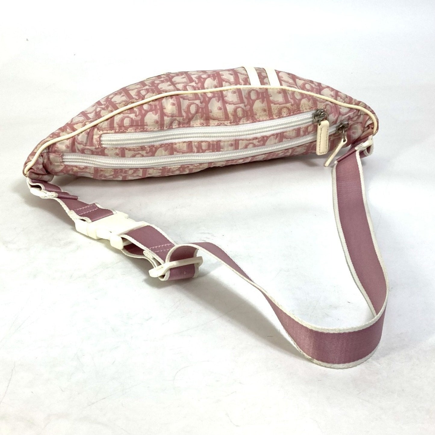 Christian Dior Trotter Pink White Nylon Fanny Pack Shoulder Bag  